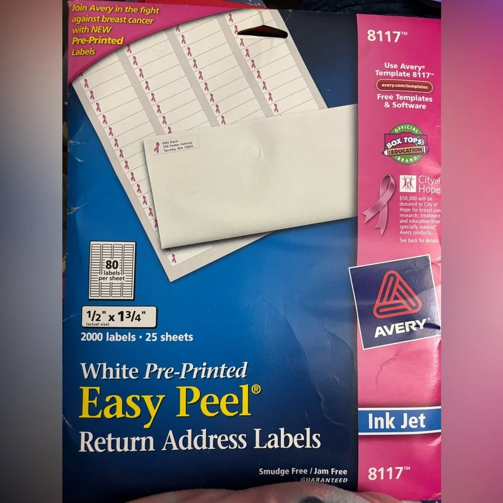 AVERY 8117 RETURN ADDRESS LABELS (new)